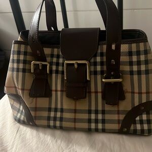 BURBERRY Vintage Buckle Haymarket Handle Bag.